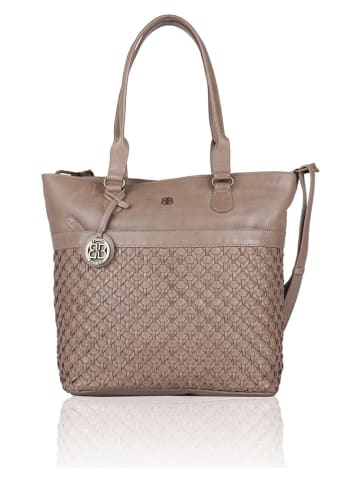 Bellicci Skórzana torebka "Paola" w kolorze szarobrązowym - 31 x 34 x 13 cm