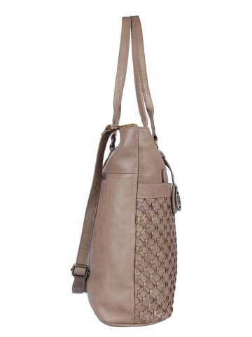 Bellicci Leren schoudertas "Paola" taupe - (B)31 x (H)34 x (D)13 cm