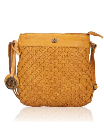 Bellicci Leder-Umhängetasche "Pamila" in Senf - (B)23 x (H)24 x (T)8 cm