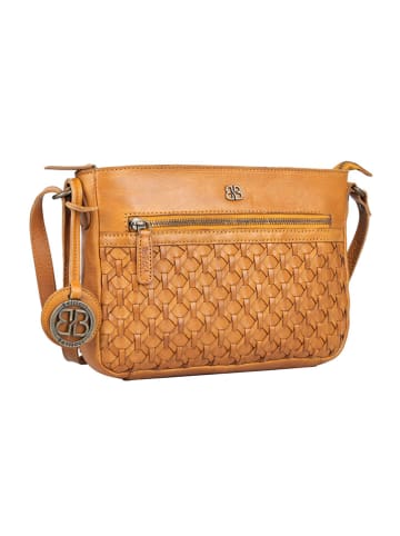 Bellicci Leder-Umhängetasche "Paige" in Senf - (B)25 x (H)18 x (T)5 cm