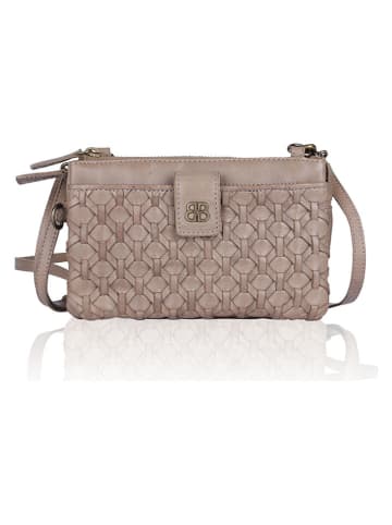 Bellicci Leder-Umhängetasche "Portia" in Taupe - (B)19 x (H)11,5 x (T)3 cm