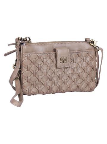 Bellicci Leder-Umhängetasche "Portia" in Taupe - (B)19 x (H)11,5 x (T)3 cm