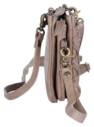 Bellicci Leren schoudertas "Portia" taupe - (B)19 x (H)11,5 x (D)3 cm