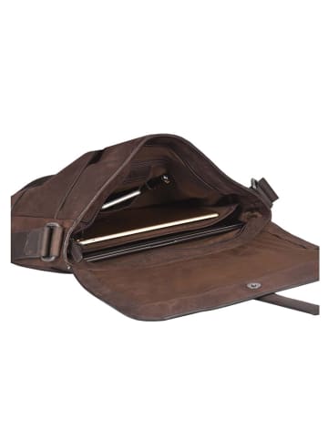 SPARWELL Leren schoudertas "Ace" bruin - (B)37 x (H)28 x (D)8 cm