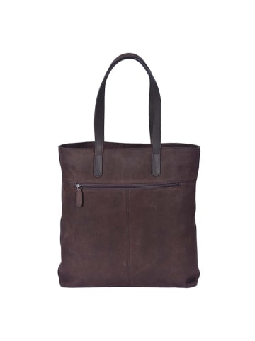 SPARWELL Leren schoudertas "Ashlee" bruin - (B)39 x (H)41 x (D)10 cm