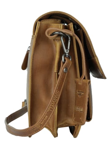 SPARWELL Leder-Umhängetasche in Taupe - (B)25,5 x (H)21 x (T)10 cm