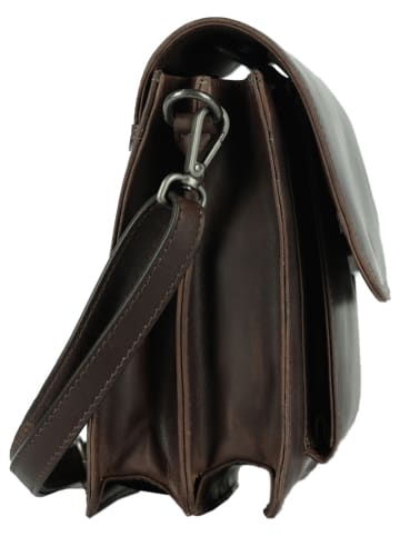 SPARWELL Leren schoudertas "Kiana" donkerbruin - (B)25,5 x (H)21 x (D)10 cm