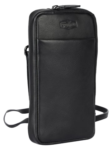 SPARWELL Leren smartphonetas "Oda" zwart - (B)11 x (H)19 x (D)2 cm