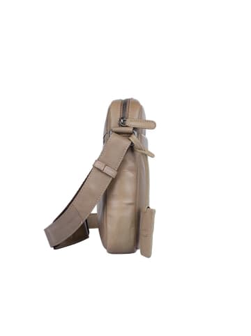 Bellicci Leren schoudertas "Oswald" beige - (B)20 x (H)22 x (D)5 cm
