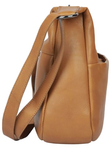 SPARWELL Leder-Umhängetasche "Optimistic Olly" in Cognac - (B)34,5 x (H)21,5 x (T)9 cm