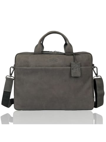 SPARWELL Leder-Laptoptasche "Risto" in Grau - (B)41 x (H)31 x (T)11 cm