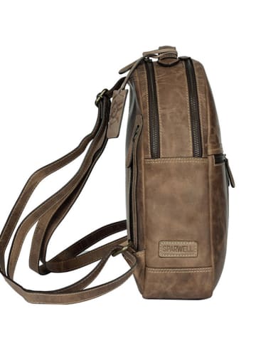 SPARWELL Leder-Rucksack "Trendy Tory" in Hellbraun - (B)27 x (H)33 x (T)9 cm