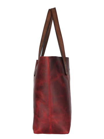 WEZBEY Skórzana torebka "Juana" w kolorze bordowym - 39 x 35 x 13 cm