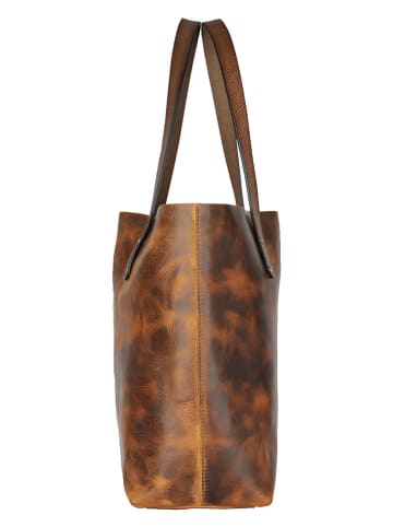 WEZBEY Leder-Schultertasche "Juana" in Hellbraun - (B)40 x (H)31 x (T)13 cm