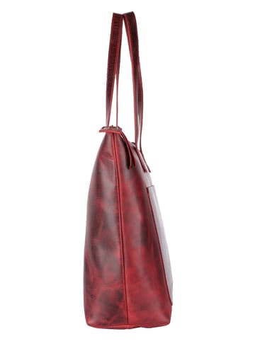 WEZBEY Leder-Schultertasche "Juana" in Bordeaux - (B)39 x (H)35 x (T)13 cm