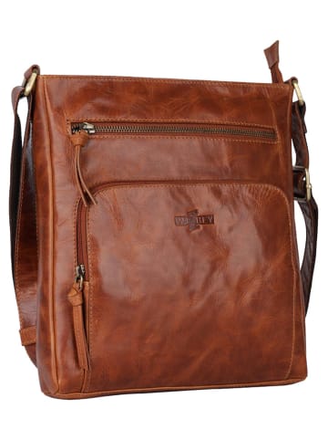 SPARWELL Leder-Umhängetasche "Adrian" in Hellbraun - (B)25 x (H)28 x (T)5 cm