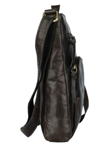 WEZBEY Skórzana torebka "Adrian 4004" w kolorze oliwkowym - 25 x 28 x 5 cm