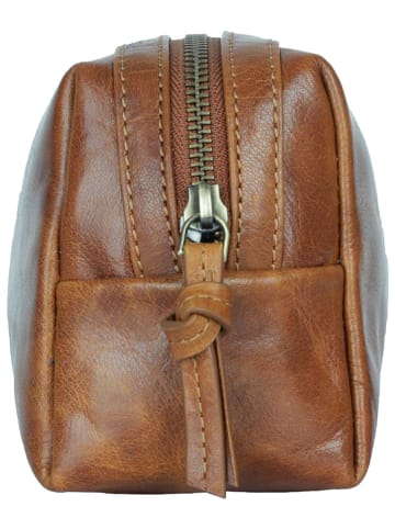 WEZBEY Leder-Kosmetiktasche "Adrian" in Hellbraun - (B)20 x (H)10 x (T)7 cm