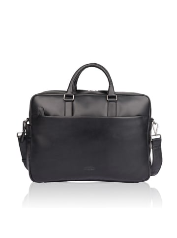 Bellicci Leder-Laptoptasche "Keaton" in Schwarz - (B)38 x (H)27 x (T)6 cm