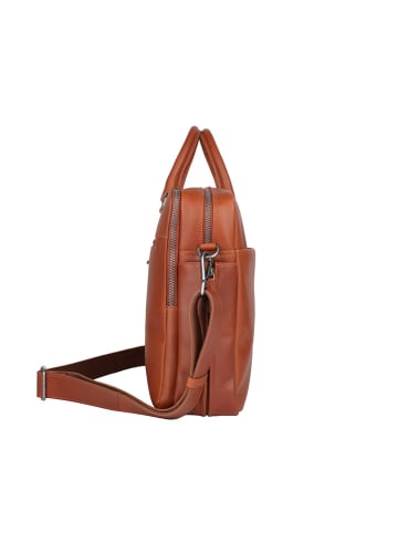 Bellicci Leder-Laptoptasche "Keaton" in Hellbraun - (B)38 x (H)27 x (T)6 cm