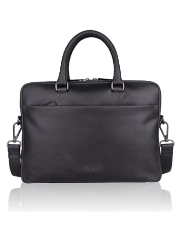 SPARWELL Leren businesstas "Kompact Koen" zwart - (B)38 x (H)27,5 x (D)6,5 cm