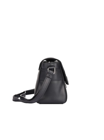 Bellicci Leren schoudertas "Kleo" zwart - (B)22 x (H)14 x (D)9 cm