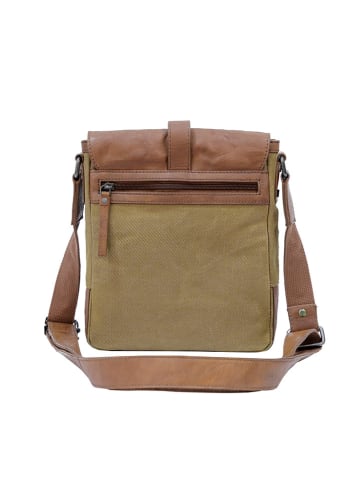 SPARWELL Skórzana torebka "Stefan" w kolorze jasnobrązowo-oliwkowym - 21 x 25 x 7 cm