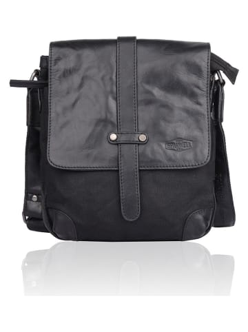 SPARWELL Leder-Umhängetasche "Sincere Stefan" in Schwarz - (B)21,5 x (H)25,5 x (T)7,5 cm