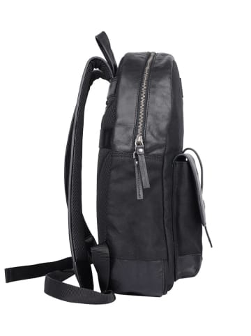 SPARWELL Leren rugzak "Stable Sawyer" zwart - (B)31 x (H)41 x (D)15 cm