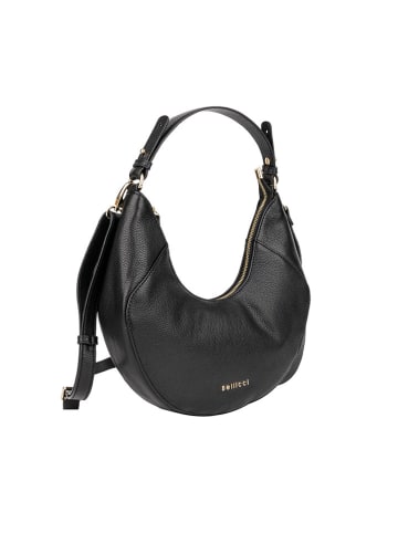 Bellicci Leren schoudertas "Cardonna" zwart - (B)24 x (H)15 x (D)7 cm