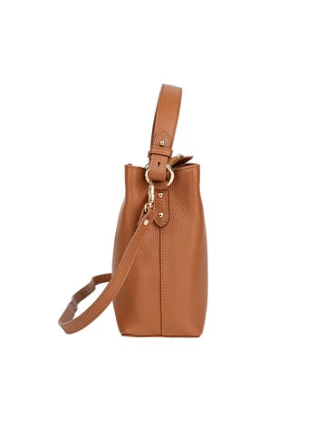 Bellicci Leder-Schultertasche "Calico" in Hellbraun - (B)26 x (H)33 x (T)14 cm