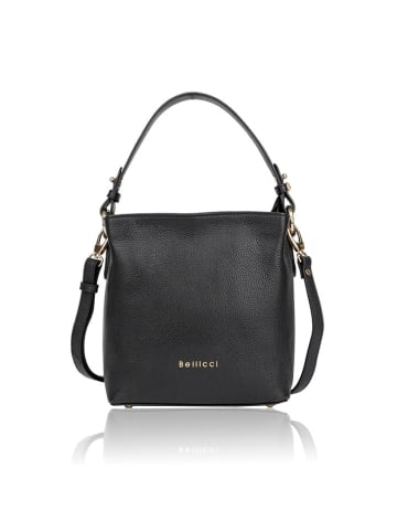 Bellicci Leren schoudertas "Calico" zwart - (B)26 x (H)33 x (D)14 cm