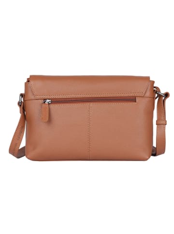 Bellicci Leder-Umhängetasche "Cardi" in Hellbraun - (B)26 x (H)18 x (T)7 cm