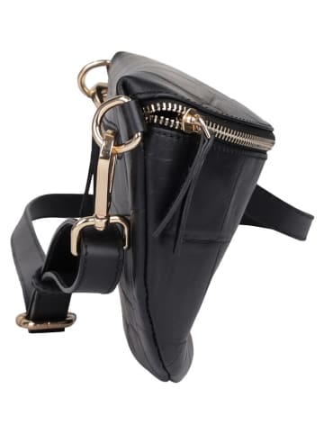 Bellicci Leren borstbuidel "Valencia" zwart - (B)25 x (H)16 x (D)7 cm