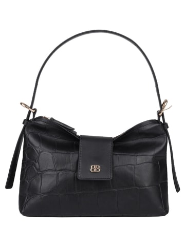 Bellicci Leren schoudertas "Venetia" zwart - (B)28 x (H)18 x (D)7 cm