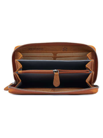 SPARWELL Skórzany portfel "Lola" w kolorze jasnobrązowym - 20 x 10,5 x 2,5 cm