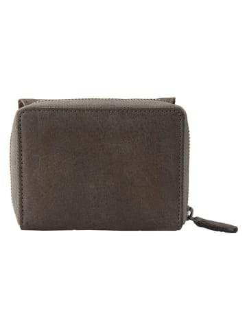 SPARWELL Skórzany portfel "Lyndsey" w kolorze szarobrązowym - 12 x 10 x 3,5 cm
