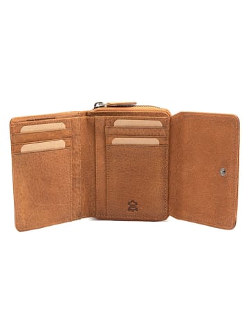 SPARWELL Skórzany portfel "Lyndsey" w kolorze jasnobrązowym - 12 x 10 x 3,5 cm