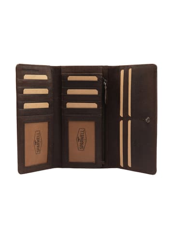 SPARWELL Leder-Geldbörse "Luisa" in Braun - (B)19 x (H)9,5 x (T)2,5 cm