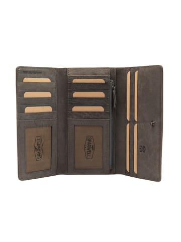 SPARWELL Leder-Geldbörse "Luisa" in Grau - (B)19 x (H)9,5 x (T)2,5 cm