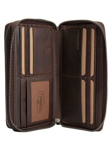 SPARWELL Leren portemonnee "Naomi" bruin - (B)20 x (H)10,5 x (D)4 cm