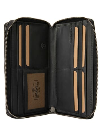 SPARWELL Skórzany portfel "Naomi" w kolorze czarnym - 20 x 10,5 x 4 cm
