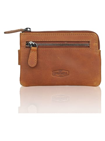 SPARWELL Leren portemonnee "Nash" lichtbruin - (B)12,5 x (H)8,5 x (D)1,5 cm