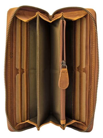 SPARWELL Skórzany portfel w kolorze jasnobrązowym - 20 x 10,5 x 2,5 cm