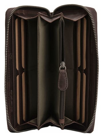 SPARWELL Leren portemonnee bruin - (B)12 x (H)9,5 x (D)2 cm