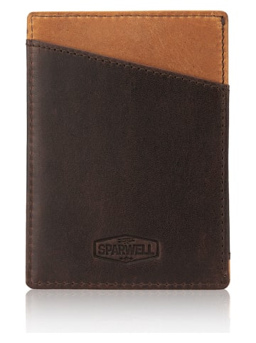 SPARWELL Leren portemonnee "Nixon" bruin/lichtbruin - (B)8 x (H)11 x (D)0,50 cm