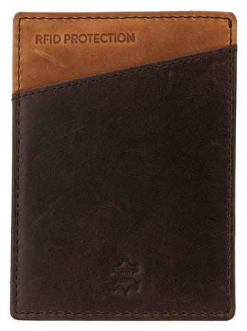 SPARWELL Leren portemonnee "Nixon" bruin/lichtbruin - (B)8 x (H)11 x (D)0,50 cm