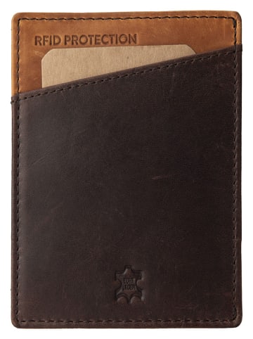 SPARWELL Leren portemonnee "Nixon" bruin/lichtbruin - (B)8 x (H)11 x (D)0,50 cm