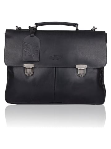SPARWELL Leder-Businesstasche "Winsome Wilhelm" in Schwarz - (B)40,5 x (H)30 x (T)9 cm