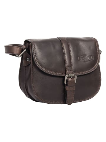 Bellicci Leren schoudertas "Kiara" donkerbruin - (B)18 x (H)16 x (D)10 cm